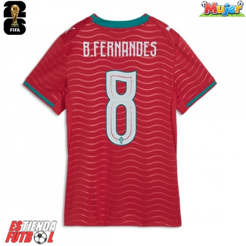 Portugal Bruno Fernandes #8 Primera Equipación Mujer Mundial 2026 Manga Corta